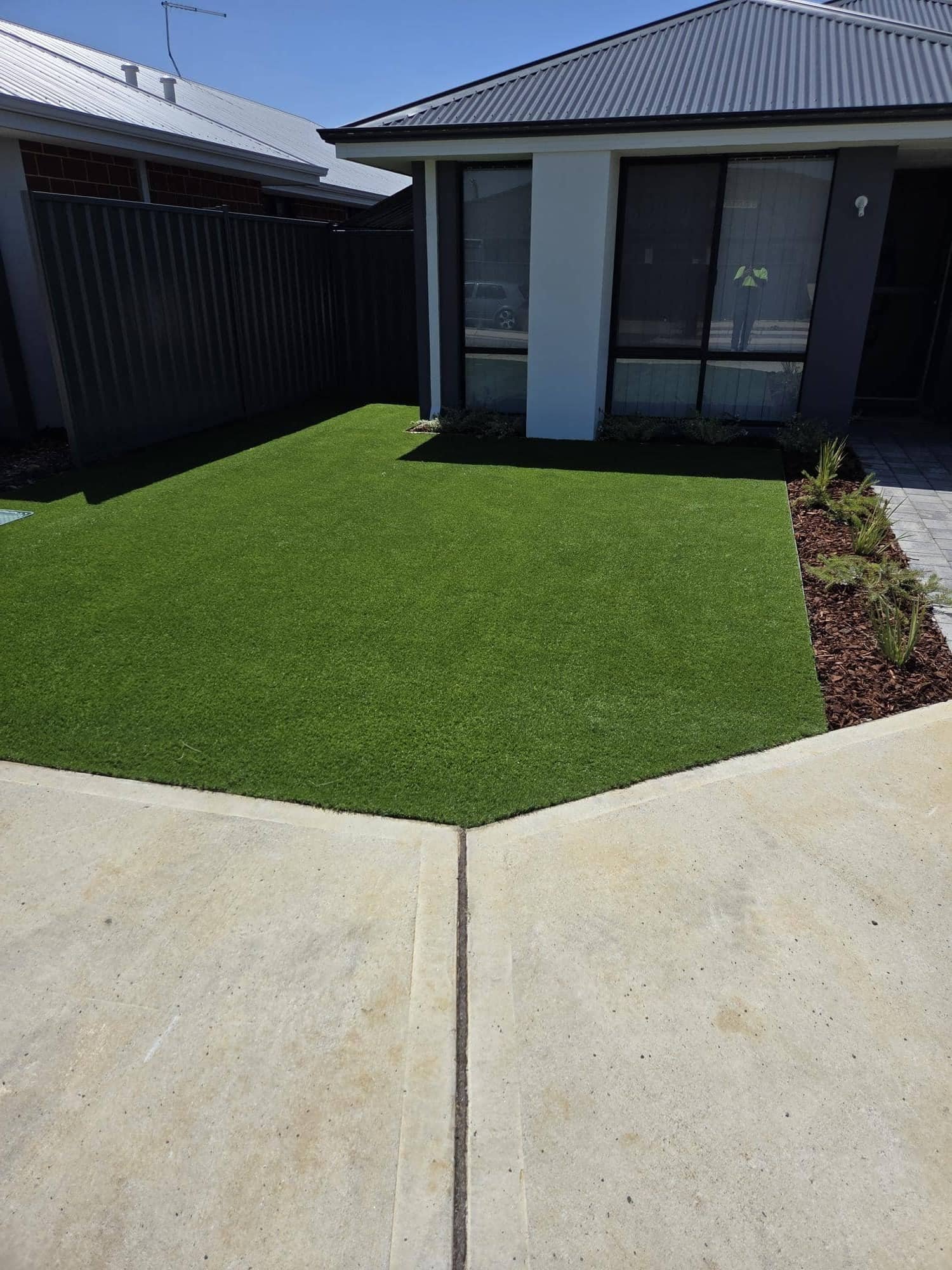 Front yard synthetic turf installation